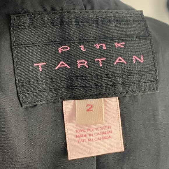 Pink Tartan 3 large button black blazer Size 2 Collarless - Picture 6 of 8